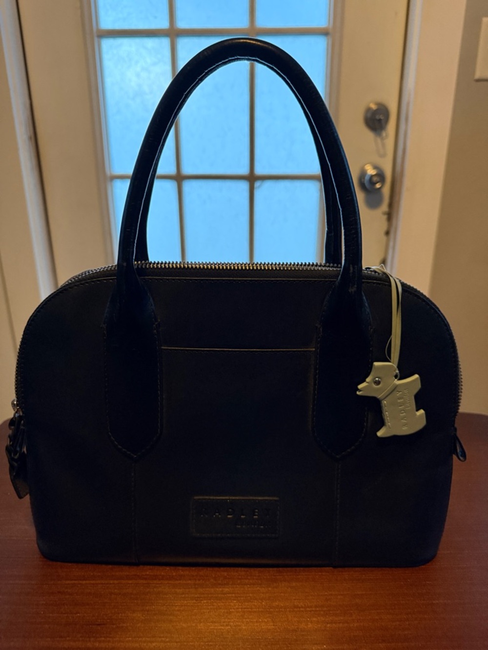 RADLEY LONDON Black Dome Tote with Signature Scottie Charm
